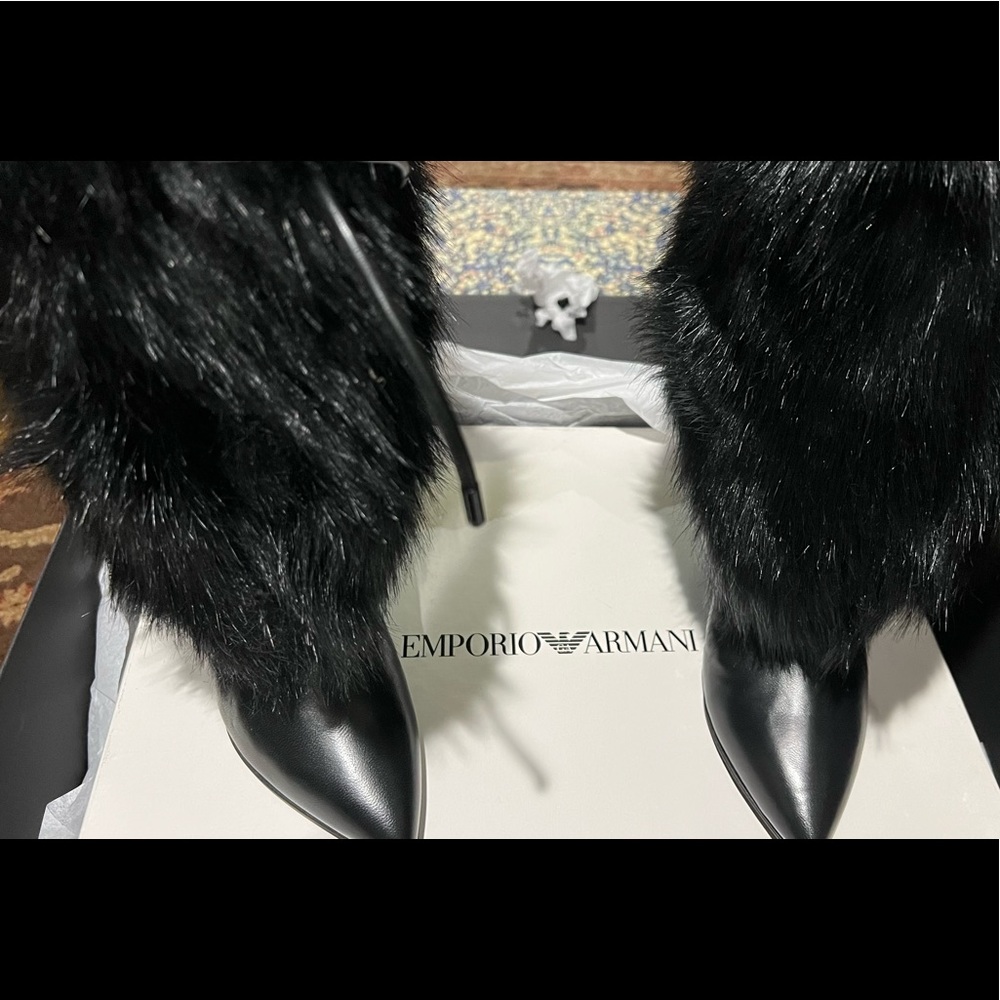 Armani faux fur leather boots